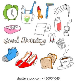 Hand-drawn stuff in the morning, vector design elements