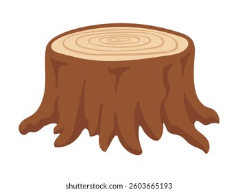 Hand-drawn stump illustration with visible annual rings