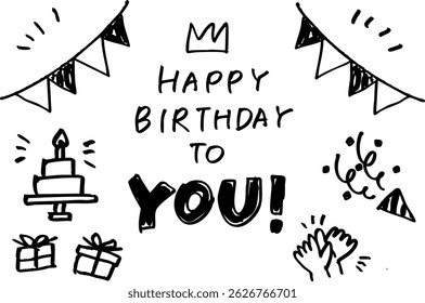 Hand-drawn style birthday illustration｜Cute and pop design for banners and cards