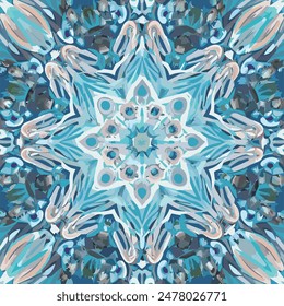 Estilo dibujado a mano azul caleidoscopio patrón