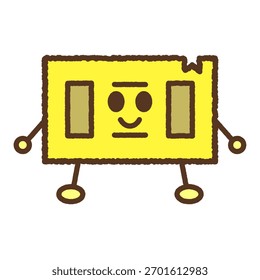 Caractere estilo desenhado à mão ícone único ilustração: Ticket