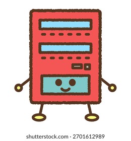 Hand-drawn style character single icon illustration: Vending machine