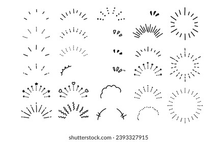 Estilo dibujado a mano Líneas concentradas Thunderburst Puntos de sorpresa Tratamiento Atención Enfatización Material Ilustración