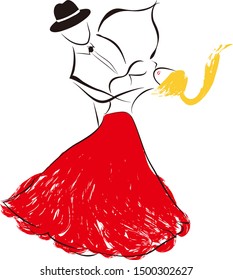 Hand-drawn style of dancers dancing waltz