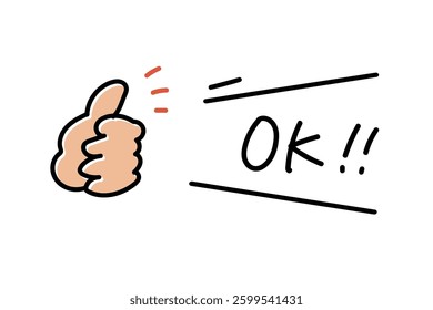 hand-drawn style doodle style rough hand gesture ok ok ok icon and wipeout illustration