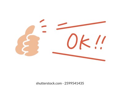 hand-drawn style doodle style rough hand gesture ok ok ok icon and wipeout illustration