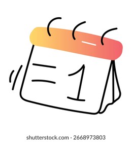 Ícone estilo desenhado à mão de um calendário mostrando o número  