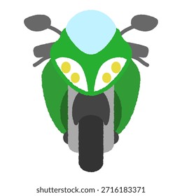 Handgezeichnetes Stilsymbol: Vorderansicht des Motorrads