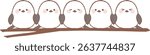 Hand-drawn style illustration of a cute long-tailed tit perched on a branch