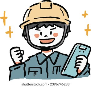 Hand-drawn style illustration of a lively field worker with bust up
