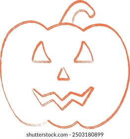 Estilo dibujado a mano Jack-o'-Lantern Ilustración con contorno naranja para Halloween