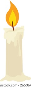Vela de cera de derretimento estilo desenhado à mão com chama - ilustração vetor plana para decoração sazonal, conteúdo espiritual e projetos de férias