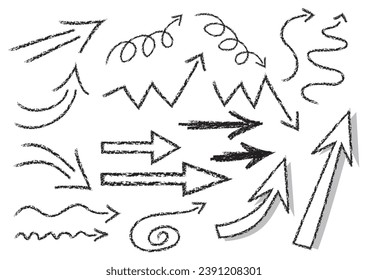 Hand-drawn style monochrome arrows set