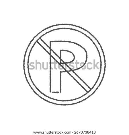 Hand-drawn style no parking icon material