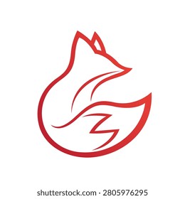 A hand-drawn style outline sketch of a red fox, showcasing elegant curves and a minimalist artistic approach