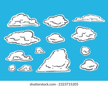 Hand-drawn style simple illustration of loose clouds