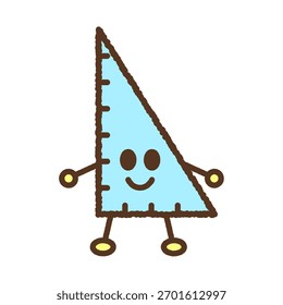 Ilustração de ícone de caractere único de estilo desenhado à mão: Régua triangular