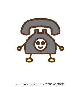 Hand-drawn style single character icon illustration: Black telephone