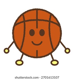 Estilo dibujado a mano ilustración de icono de un solo personaje: Baloncesto