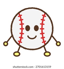 Estilo dibujado a mano ilustración de icono de un solo personaje: Béisbol