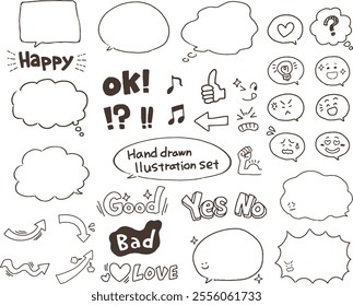 Hand-drawn style speech bubble illustration set