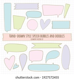 Hand-drawn style speech bubbles and doodles elements 