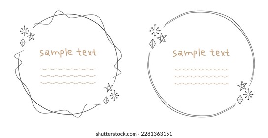Hand-drawn stylish frame with stars and glitter motifs