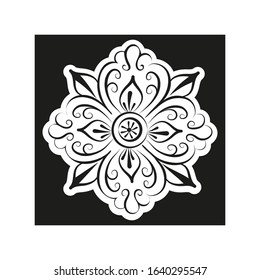 A hand-drawn stylized flower. Isolated on the black background. Design element.