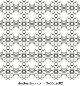 Hand-drawn stylized graphic abstract black and white seamless pattern.