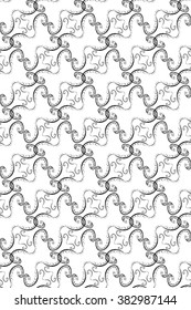 Hand-drawn stylized graphic abstract black and white seamless pattern. All elements are not cropped and hidden under mask. 