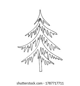 Imagen estilizada dibujada a mano de un árbol de Navidad. Imagen simple y hermosa. Imagen vectorial en blanco y negro. Idea para la decoración, creatividad para los niños, impresión.