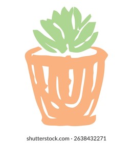 A hand-drawn succulent in a detailed pot, showcasing minimalist design with fine lines and clean details, perfect for botanical art.