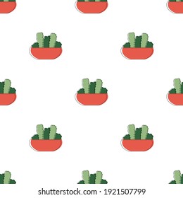 Hand-drawn succulents and cactus doodle pattern. Seamless pattern with cactus.