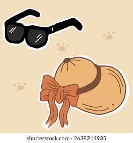 Hand-drawn summer beach doodle set