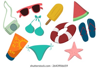 Hand-Drawn Summer Beach Elements Vector
