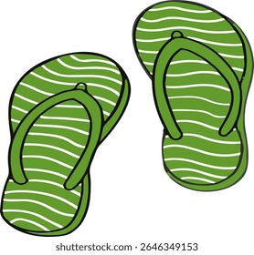 Hand-drawn Summer Beach Icon, Cartoon Flip Flops Slipper Illustration – Vacation, Sand, Ocean, and Fun Footwear