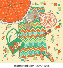 hand-drawn summer beach vector background