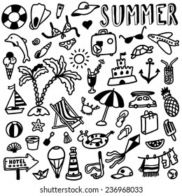 hand-drawn summer doodles