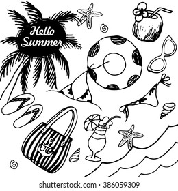 Hand-drawn summer doodles