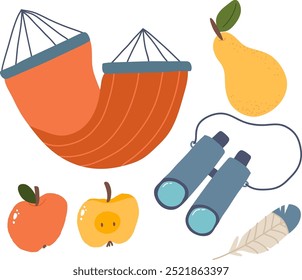 Handdrawn Summer Elements Set Vector Illustration
