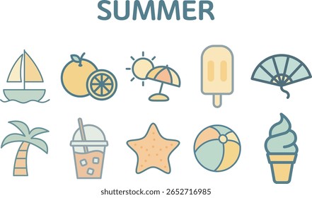 Hand-Drawn Summer Essentials Illustration Set