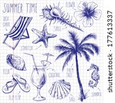 hand-drawn summer symbols