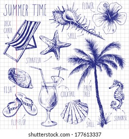 hand-drawn summer symbols