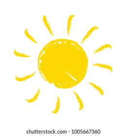 Hand-drawn sun on a white background