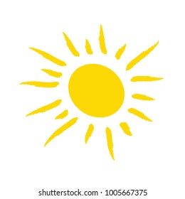 Hand-drawn sun on a white background