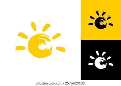 Handdrawn Sun paint icon background vector texture watercolor design