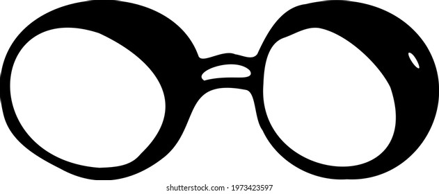 Hand-drawn sunglasses isolated on a white background. black and white vector illustration.