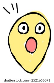 A hand-drawn surprised face emoji. Features a simple and cute yellow-based design. Stylish and versatile for various scenes.