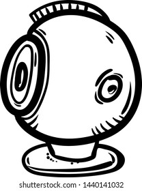Handdrawn Surveillance Camera doodle icon. Hand drawn black sketch. Sign symbol. Decoration element. White background. Isolated. Flat design. Vector illustration.