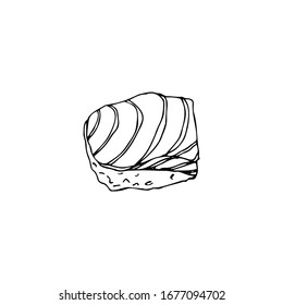 Hand-drawn sushi isolated on a white background. Black outline. Doodle outline vector illustration for restaurant, cafe and your design menu. Vector illustration.